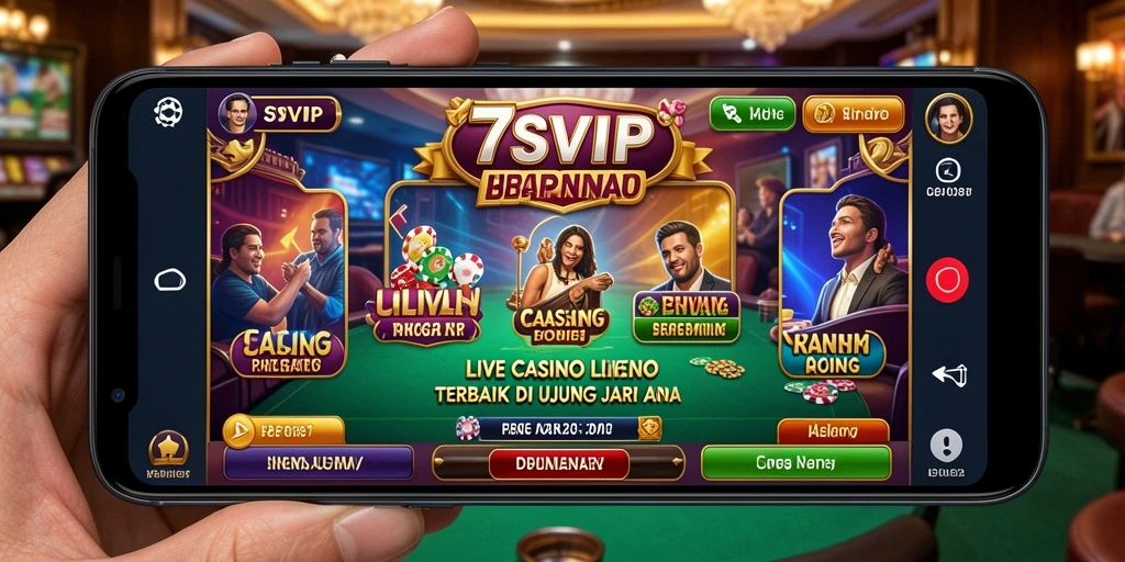 Screenshot menampilkan dealer langsung di 7SVIP saat permainan kasino berlangsung.
