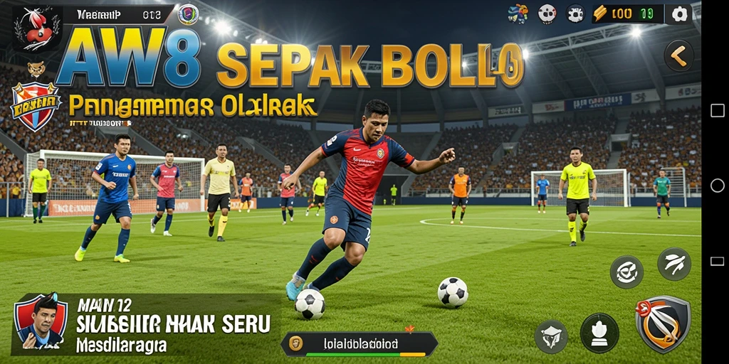 Gameplay AW8 yang mendebarkan di lapangan sepak bola.
