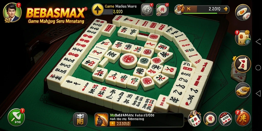 Tampilan gameplay menarik dari BEBASMAX dengan elemen Mahjong yang menantang.