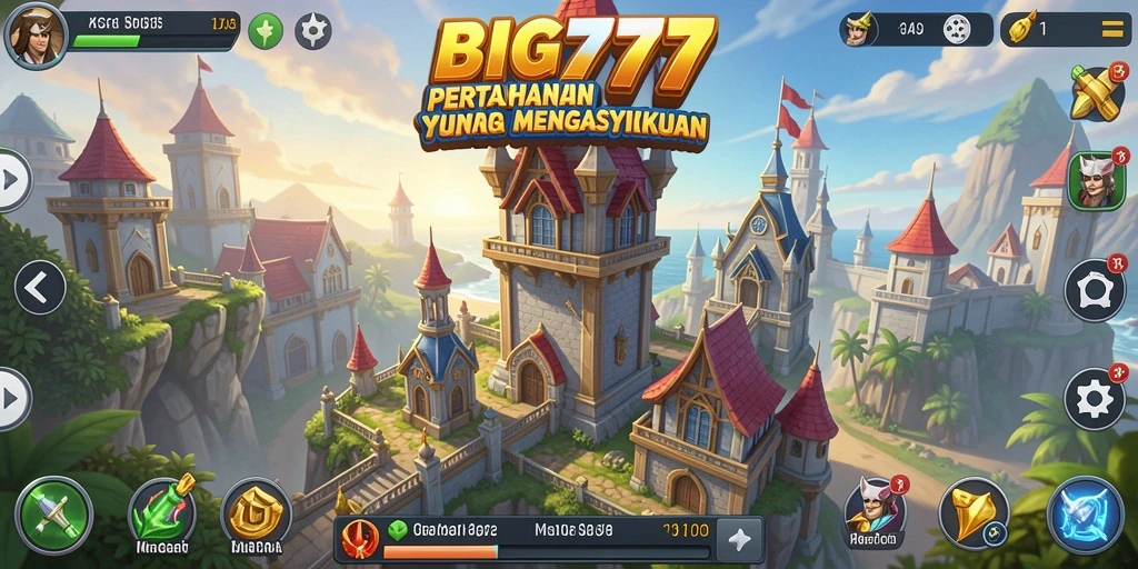 Tangkapan layar gameplay BIG777 menunjukkan menara yang strategis dalam pertempuran.