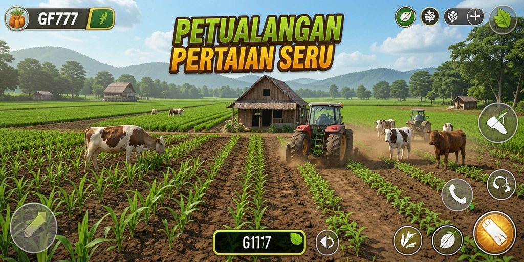 Screenshot dari gameplay seru GF777 yang menggambarkan suasana pertanian.