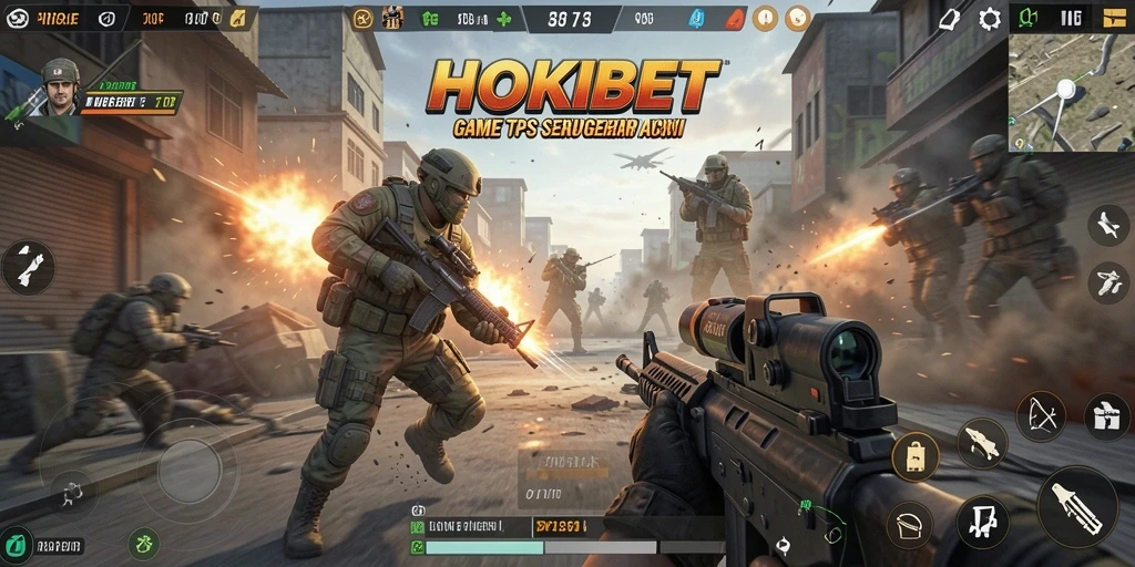 Tampilan seru gameplay HOKIBET dengan aksi TPS yang mendebarkan.
