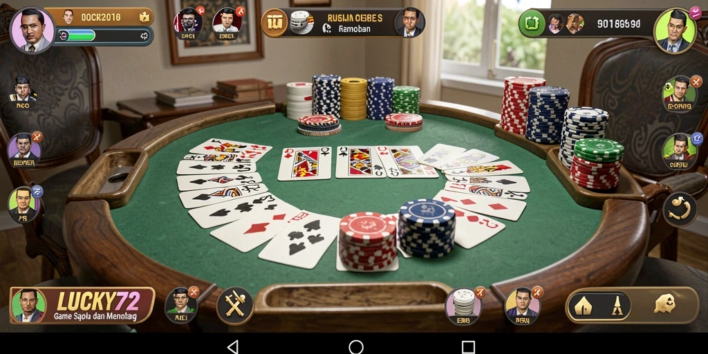Tampilan gameplay seru dari LUCKY72 dengan suasana Gaple.