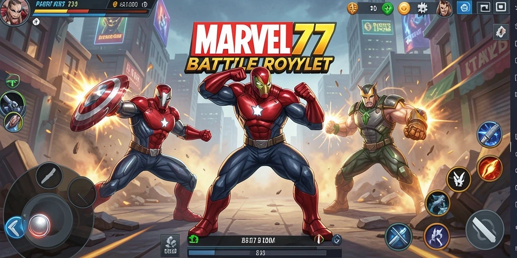 Gameplay mendebarkan di arena Battle Royale MARVEL77.