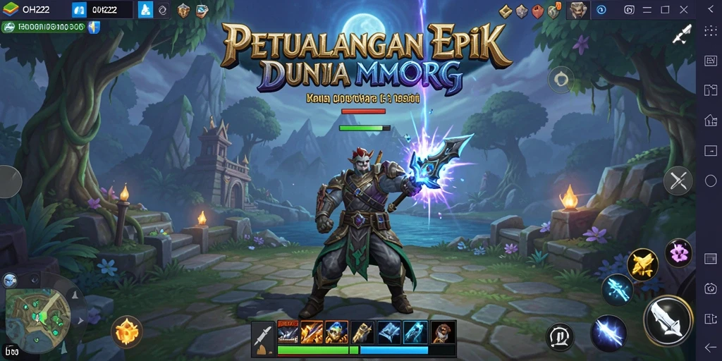 Tangkapan layar utama dari gameplay seru di OH222, menampilkan aksi pertarungan dalam MMORPG.