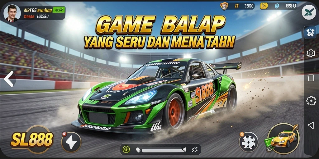 Tampilan gameplay SL888 menampilkan balapan mendebarkan di jalanan kota.