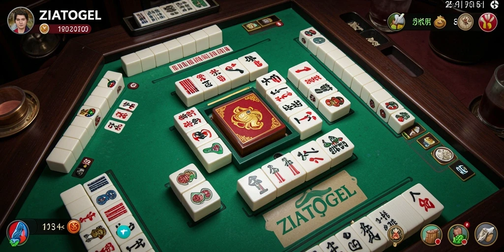 Menampilkan gameplay menantang dalam ZIATOGEL dengan ubin Mahjong.